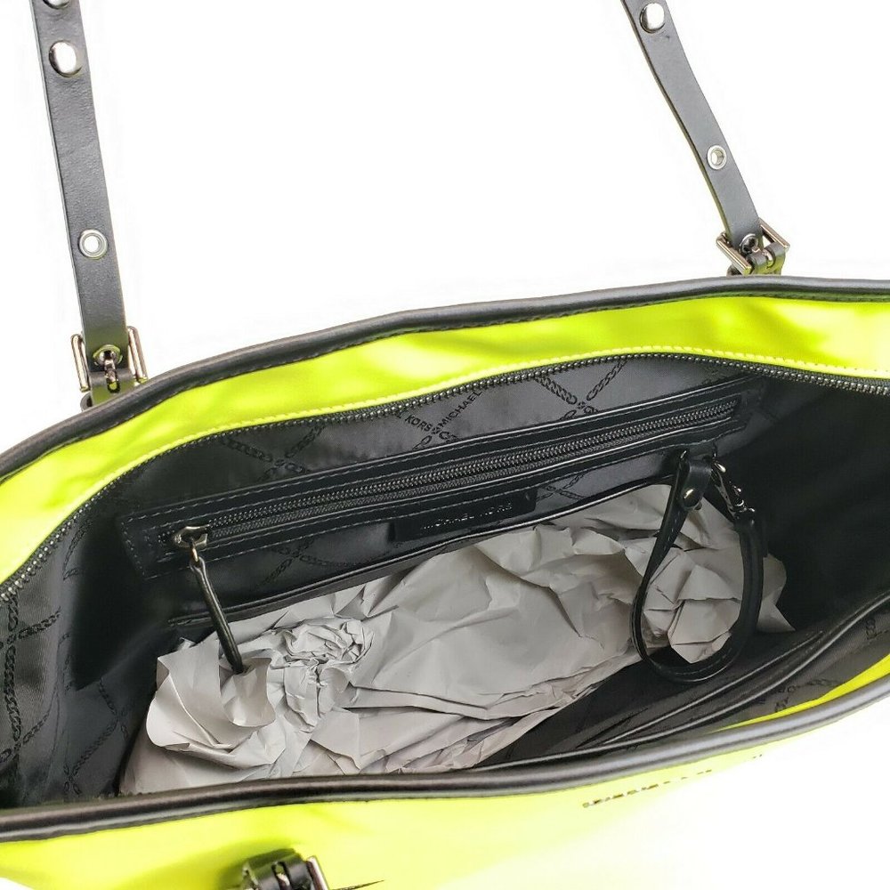 Michael Kors NEON Yellow Tote Shoulder Bag Purse Utilitarian Summer Fashion RARE - Picture 7 of 12